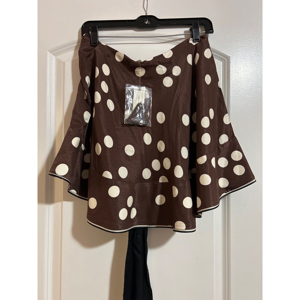 MAEVE Anthropologie Women’s Jessica Strapless Swing Top Brown Dot size M NWT - Picture 3 of 9